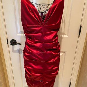 Brilliant Red Rouched Dress